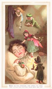 Elfen bezorgen kerstcadeaus, kerstkaart