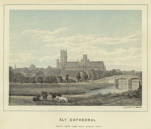 Ely Kathedraal, zuidoostelijk zicht vanaf Barway Bank door English School