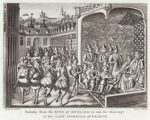 Gezantschap van de Koning van Engeland om het Huwelijk van de Dame Isabella van Frankrijk te vragen door English School