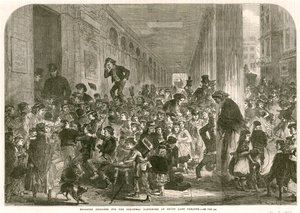 Kinderen inhuren voor de kerstpantomime in Drury Lane Theatre, Londen door English School