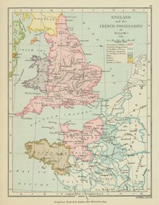 Engeland en de Franse bezittingen van Willem I (kleurenlitho) door English School