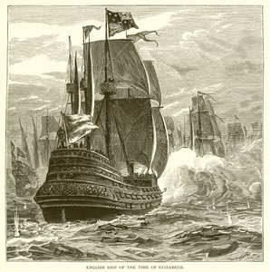 Engels schip uit de tijd van Elizabeth door English School