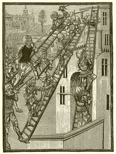 Engelse Soldaten die een Fort in Gascogne Beklimmen, Temp. Edward III door English School