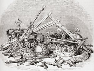 Engelse regalia, uit Old England: A Pictorial Museum, uitgegeven 1847 door English School