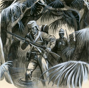 Engelse soldaten in India in de 19e eeuw