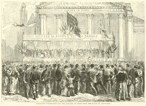 Vrijwilligers inschrijven voor de verdediging van Parijs op de Place du Pantheon, oktober 1870 door English School