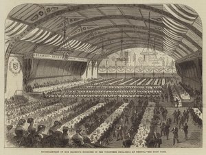 Vermaak van de Ministers van Hare Majesteit in de Vrijwillige Oefenhal in Bristol (gravure)