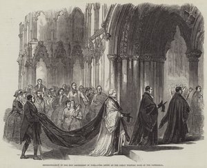 Inhuldiging van de Nieuwe Aartsbisschop van York, de Binnenkomst bij de Grote Westelijke Deur van de Kathedraal door English School