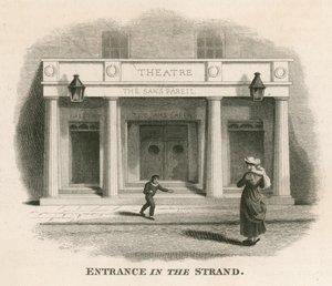 Ingang in The Strand van het Sans Pareil Theater (Adelphi Theater), Londen door English School