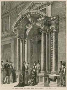 Ingang van de Grosvenor Gallery, New Bond Street, Londen door English School