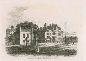 Ingang van Hyde Park vanaf Park Lane, Londen door English School