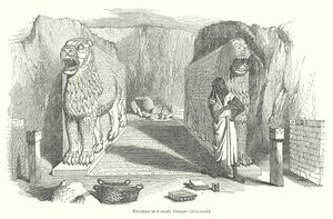 Ingang tot een kleine tempel (Nimroud) (gravure) door English School