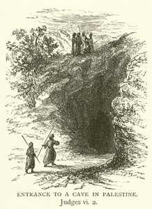 Ingang van een grot in Palestina, Rechters, vi, 2 (gravure) door English School