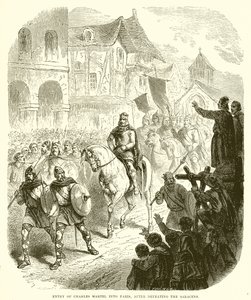 Intocht van Karel Martel in Parijs, na de nederlaag van de Saracenen