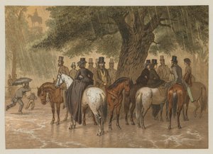 Ontsnappen aan de regen in Hyde Park, Londen door English School