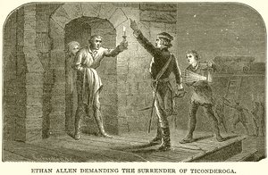 Ethan Allen eist de overgave van Ticonderoga