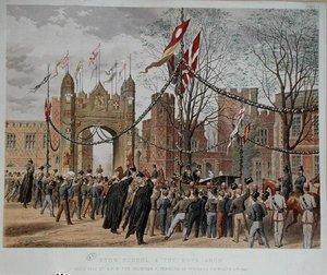 Eton School en de Boog van de Jongens. Bezoek Gebracht door H.K.H. Prinses Alexandra (1844-1925) van Denemarken, 9 maart 1863 door English School