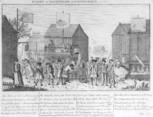 Europa in Maskerade, of de Koninklijke Klucht, door G. Foster, 1747