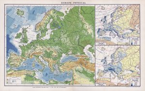Europa, fysiek (kleur litho)