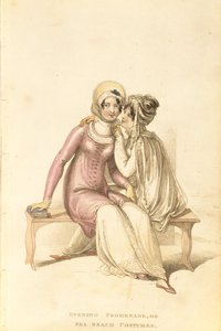 Avond-, promenade- of strandkostuums, modeplaat uit Ackermanns Repository of Arts