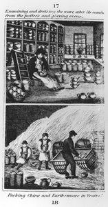 Het onderzoeken en aankleden van het aardewerk, 1827 door English School