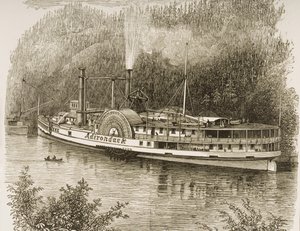 Excursiestoomboot op de Hudson River, ca. 1870, uit 