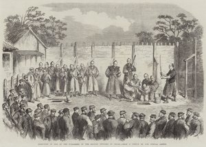 Executie van twee van de moordenaars van de Britse officieren in Japan (gravure)