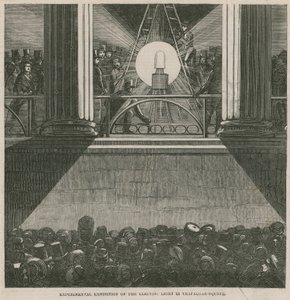 Experimentele tentoonstelling van het elektrische licht op Trafalgar Square, Londen