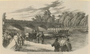 Experimenten met Captain Fowkes pontonbrug op de Serpentine, Hyde Park door English School