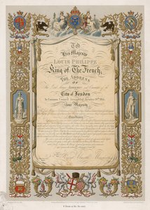 Facsimile van toespraak van de Lord Mayor aan Louis Philippe, Koning van Frankrijk, 10 oktober 1844