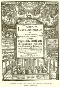 Facsimile van de titelpagina van het Syntagma Musicum door Michael Praetorius