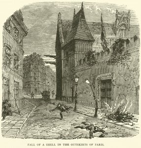 Val van een granaat in de buitenwijken van Parijs, oktober 1870