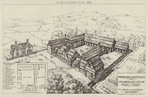 Boerderijgebouwen en huis van de opzichter bij het Earlswood Idiot Asylum, Redhill, Surrey door English School