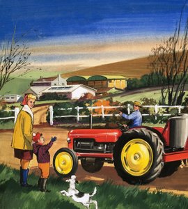 Boer op een tractor door English School