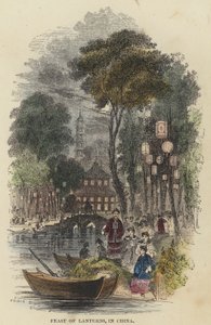 Lantaarnfeest in China (gekleurde gravure)