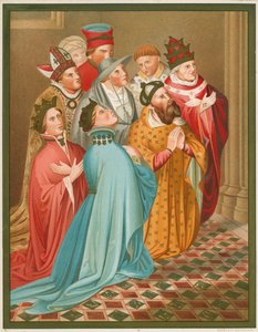Ferdinand I, koning van Aragon, zijn koningin, keizer Sigismund en paus Martinus V