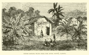 Fetisj bananenbomen nabij de rivier Ogowe, Gabon door English School