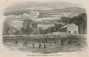 Vuurwerkgebouw voor de vredesviering in Hyde Park, Londen door English School