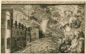 Vuurwerk voor de kroning van Willem en Maria door English School
