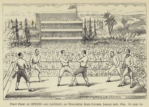 Eerste gevecht van Spring en Langan, op Worcester Race Course, 24 januari 1824 door English School