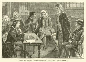 Eerste Methodist "Class-Meeting" met die naam (gravure) door English School