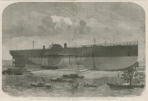 Eerste poging om het stoomschip Leviathan van de Great Eastern Navigation Company te lanceren door English School