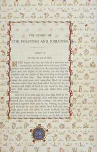 Eerste pagina uit Het Verhaal van De Volsungs en Niblungs, ca. 1870 door English School