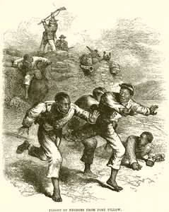 Vlucht van negers uit Fort Pillow (gravure) door English School