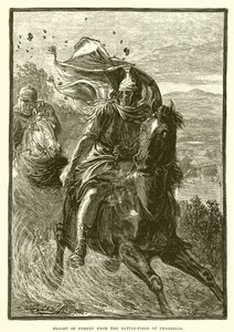 Vlucht van Pompeius van het slagveld van Pharsalia