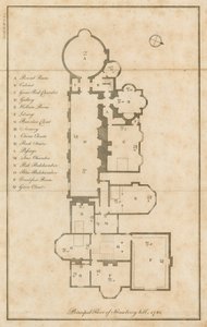 Plattegrond van de hoofdverdieping, Strawberry Hill, Londen door English School