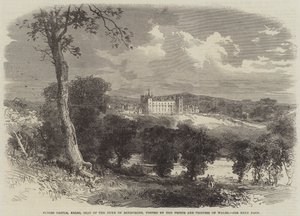 Floors Castle, Kelso, Zetel van de Hertog van Roxburghe, bezocht door de Prins en Prinses van Wales (gravure) door English School