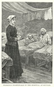 Florence Nightingale in het Ziekenhuis van Scutari (gravure) door English School