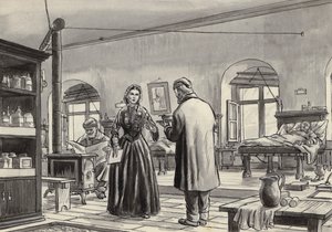 Florence Nightingale werkt in het ziekenhuis in Scutari door English School