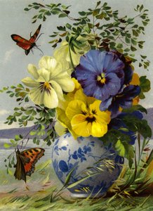Bloemen en vlinder door English School